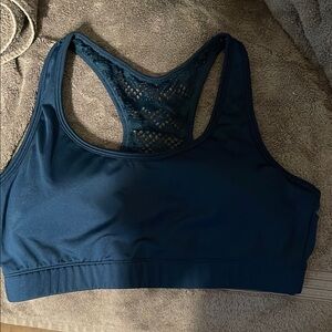 ZYIA Blue Racerback Sports Bra with Lace Detail